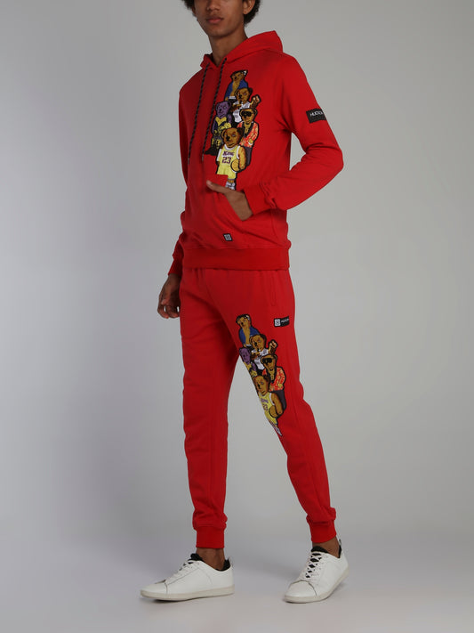 Bear Gang Red Drawstring Jogging Trousers
