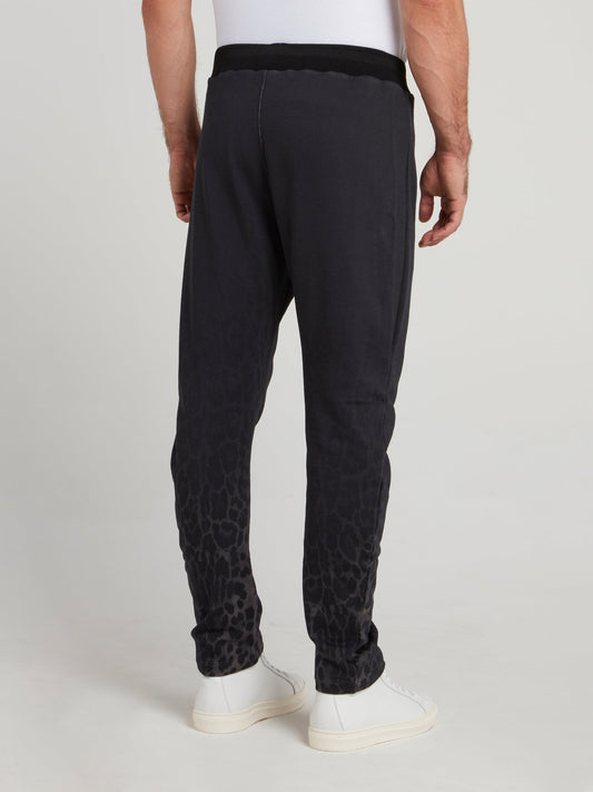 Черные брюки с леопардовым принтом