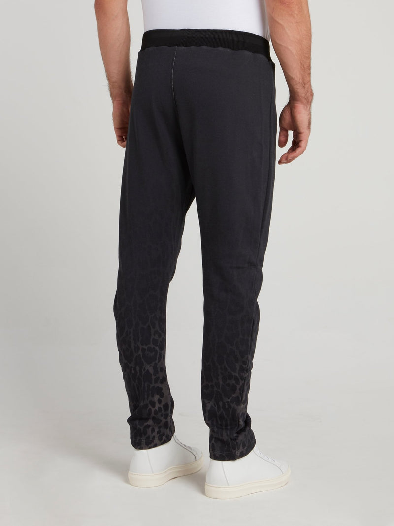 Черные брюки с леопардовым принтом