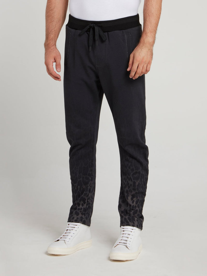 Черные брюки с леопардовым принтом