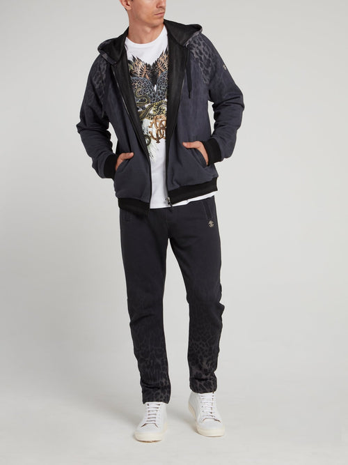 Черные брюки с леопардовым принтом