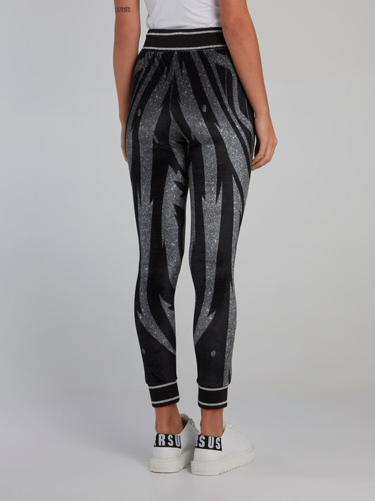 Black Tiger Chenille Capri Pants