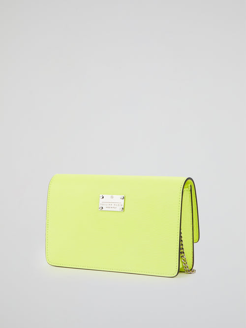 Neon Yellow Skull Crystal Shoulder Bag