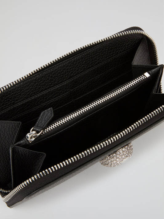 Black Crystal Skull Continental Wallet