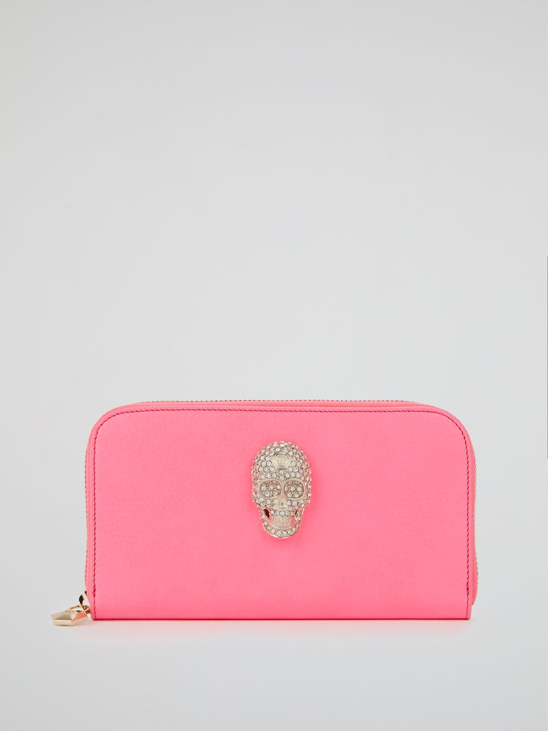 Pink Crystal Skull Continental Wallet