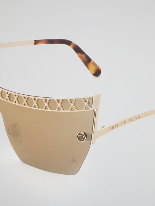 Gold Rimless Square Sunglasses