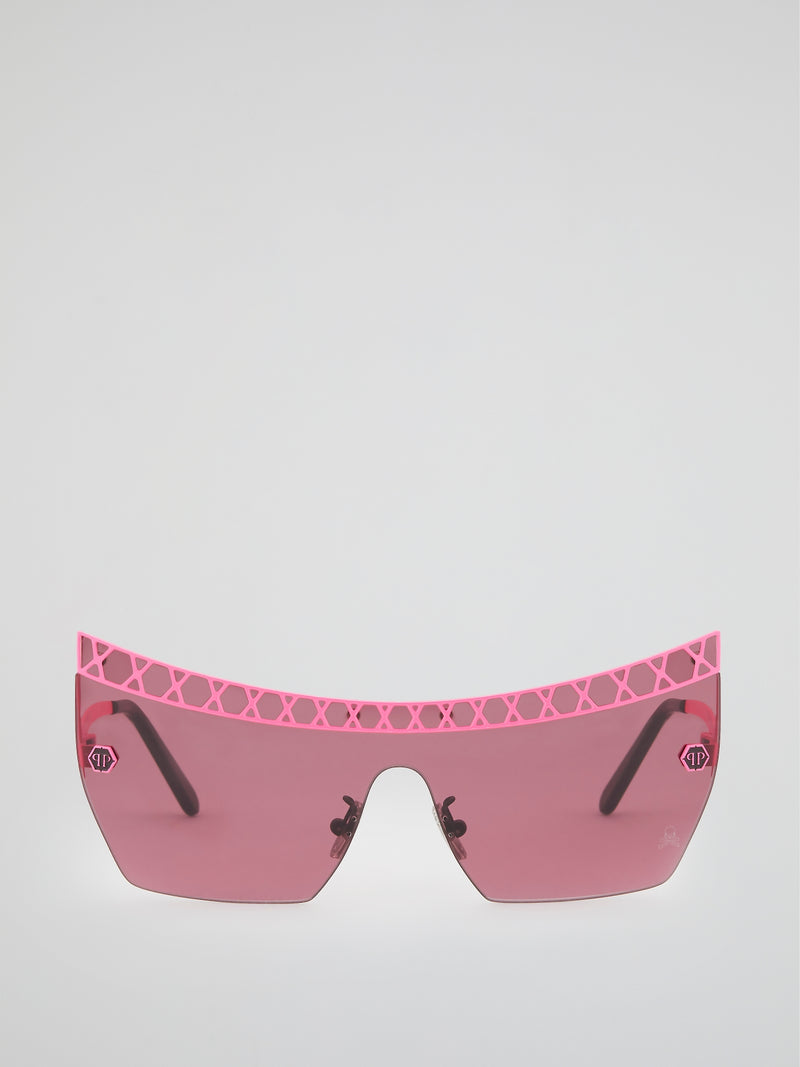 Pink Rimless Square Sunglasses