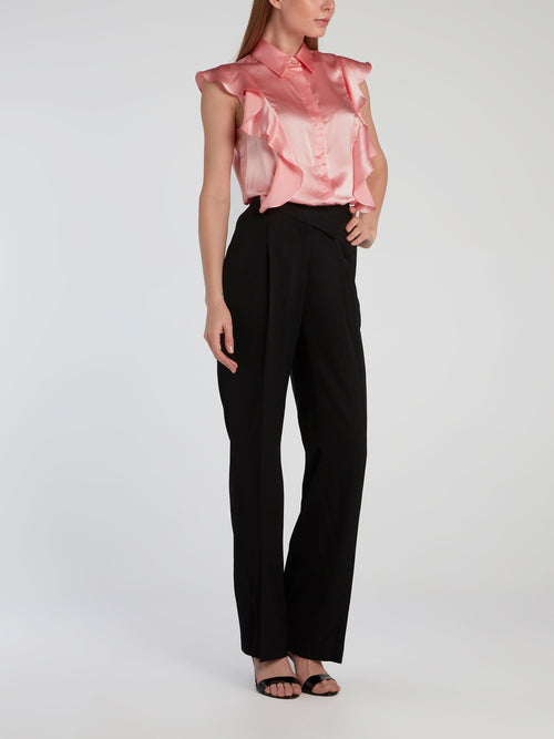 Pink Ruffle Silk Top