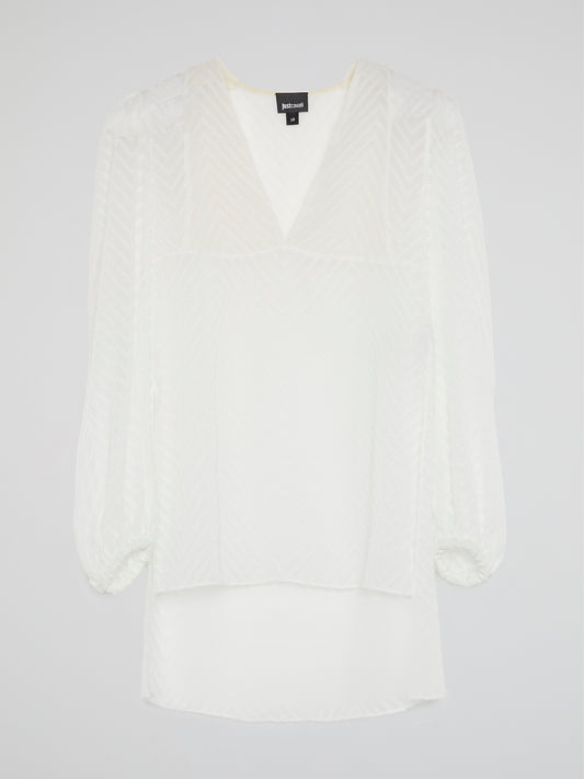 White High-Low Chevron Blouse