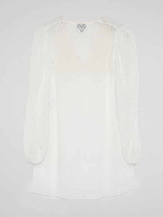 White High-Low Chevron Blouse