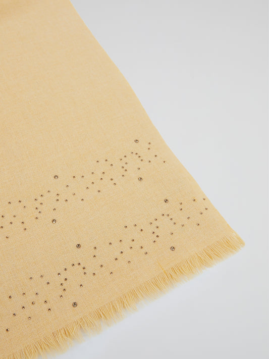 Yellow Frayed Strass Stole