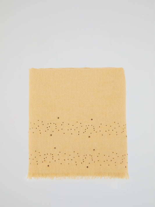 Yellow Frayed Strass Stole