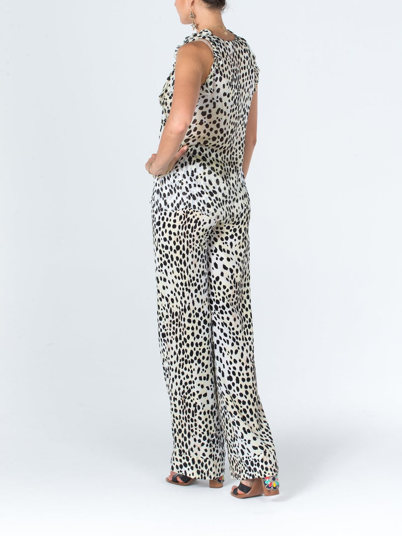 Шифоновый топ с оборками и анималистическим принтом