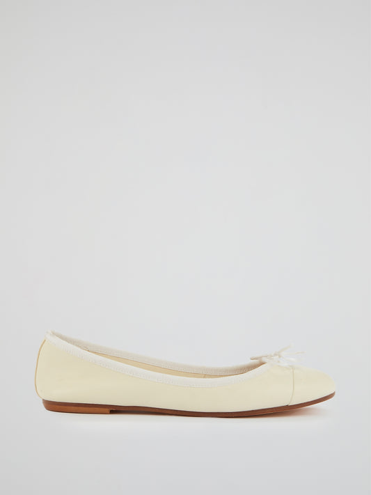 White Leather Ballerina Shoes