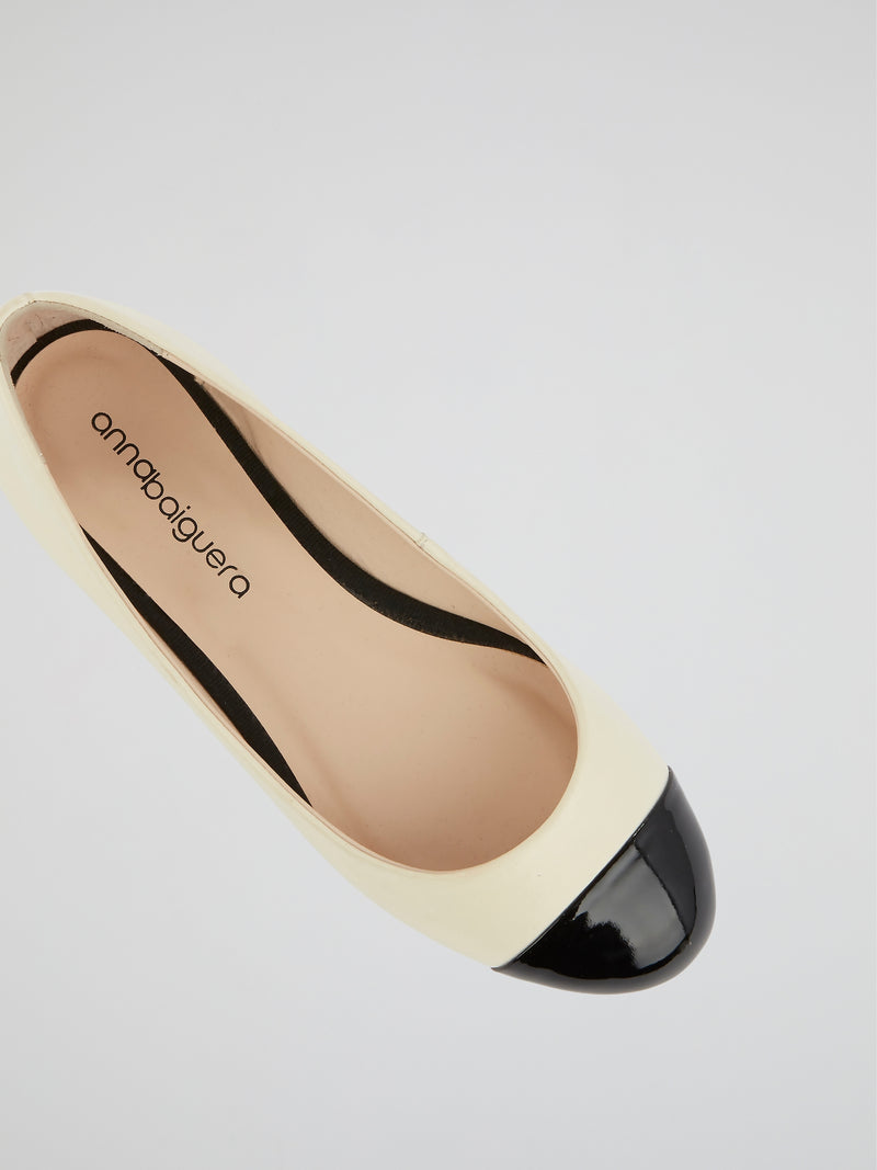 Contrast Leather Ballerina Shoes