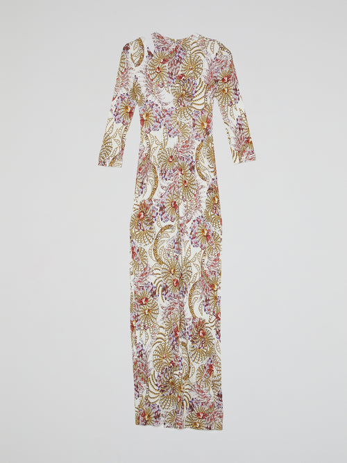 Printed Cut Out Maxi Dress