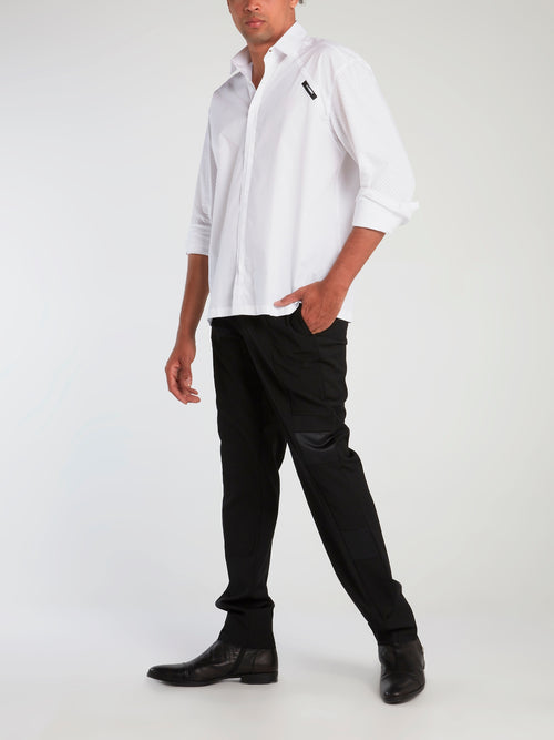 White Velcro Patch Long Sleeve Shirt