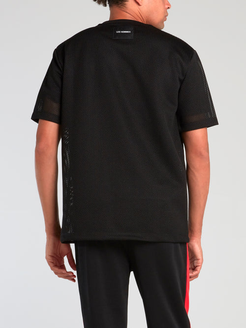 Black Net Mesh Logo T-Shirt