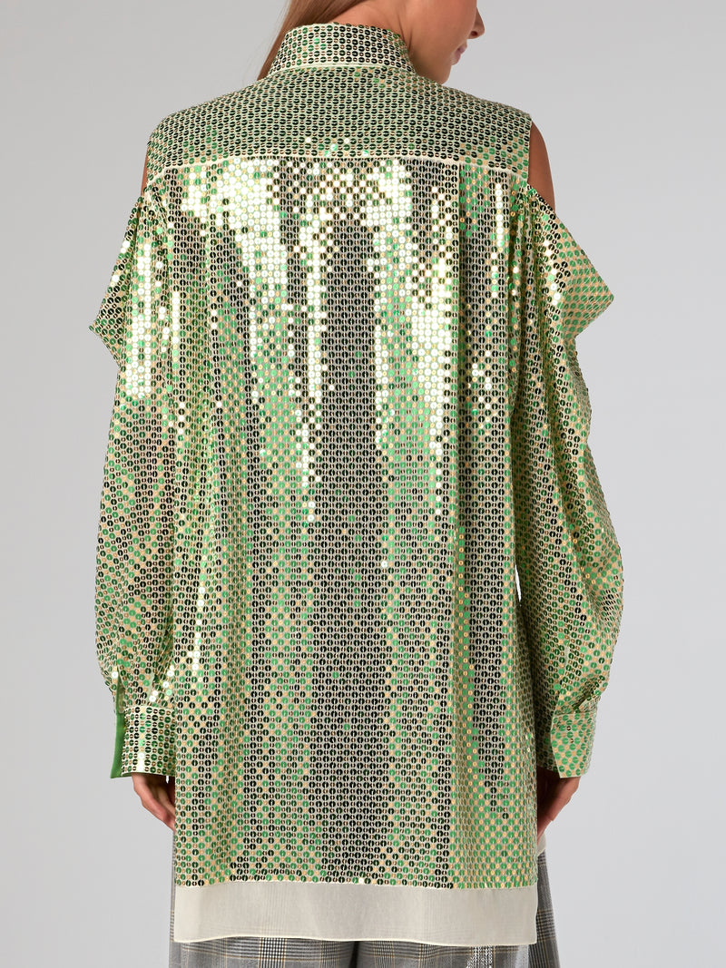 Cold Shoulder Paillette Shirt