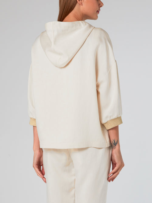 Three Quarter Sleeve Linen Sweatshirt