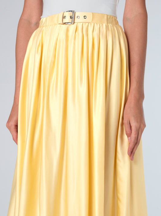 Yellow Belted Viscose Skirt