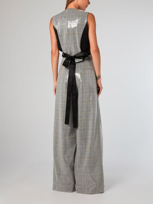 Tassel Hem Check Vest