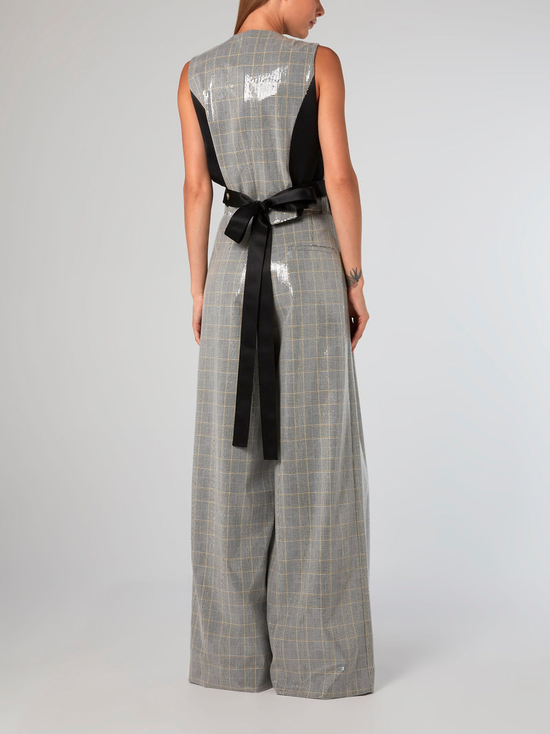 Tassel Hem Check Vest