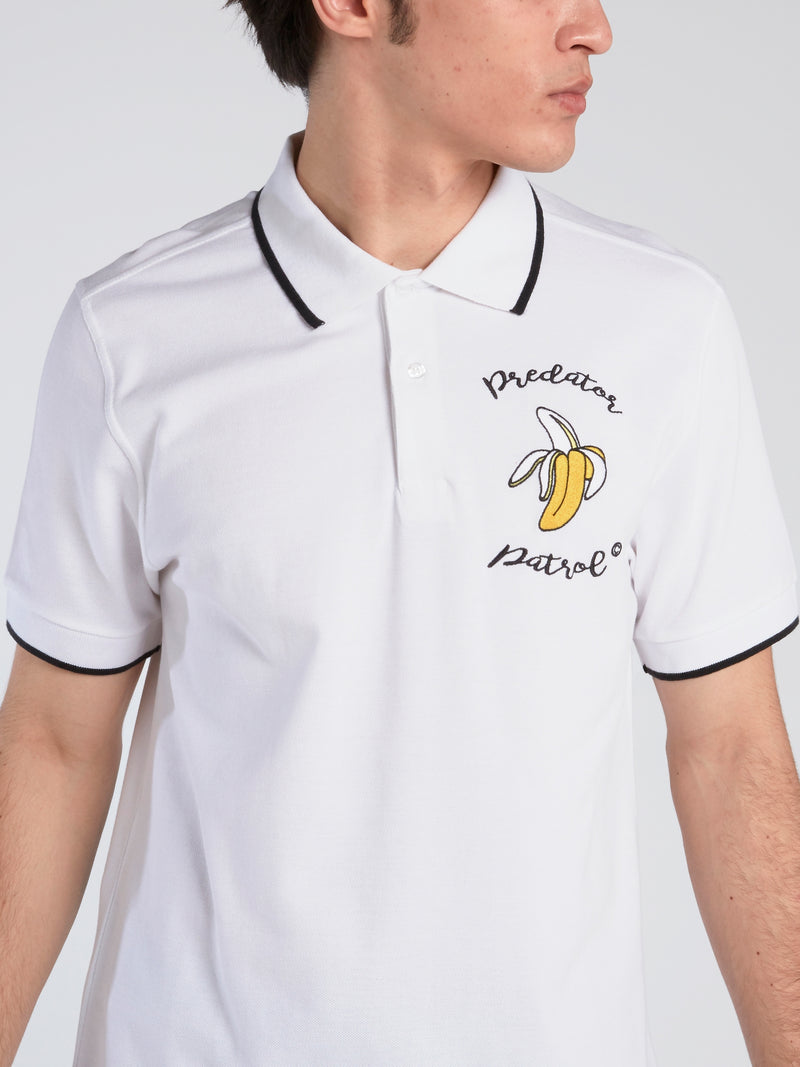 White Contrast Trim Polo Shirt