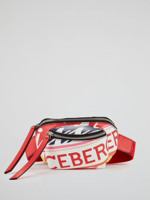 Logo Print Leather Fanny Pack