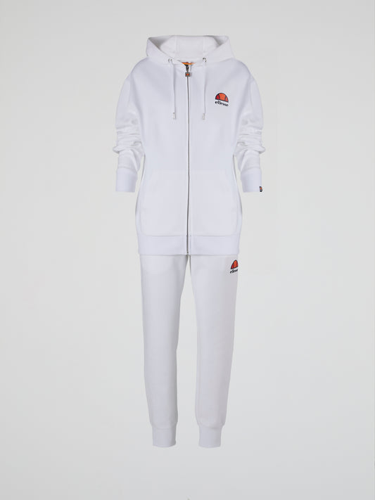 Forza White Ribbed Waistband Track Pants