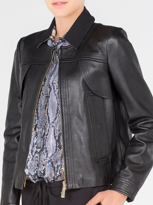 Черный комбинезон со вставкой с эффектом змеиной кожи