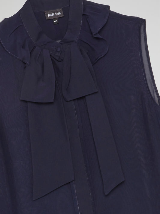 Navy Bow Tie Sleeveless Top