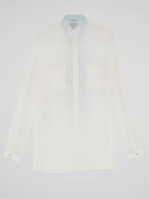 White Bow Tie Blouse