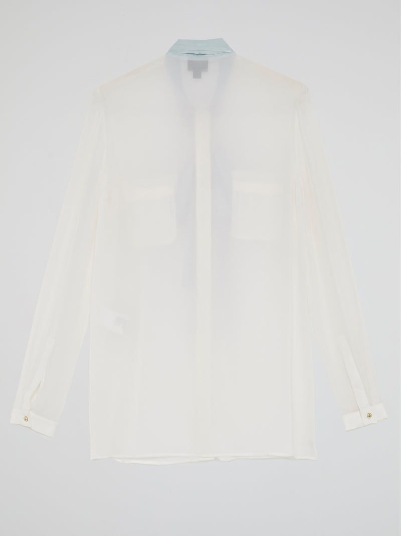 White Bow Tie Blouse