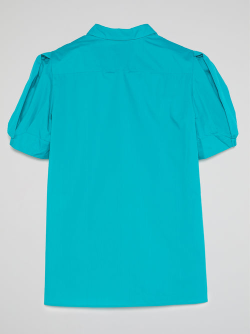 Blue Puff Sleeve Top