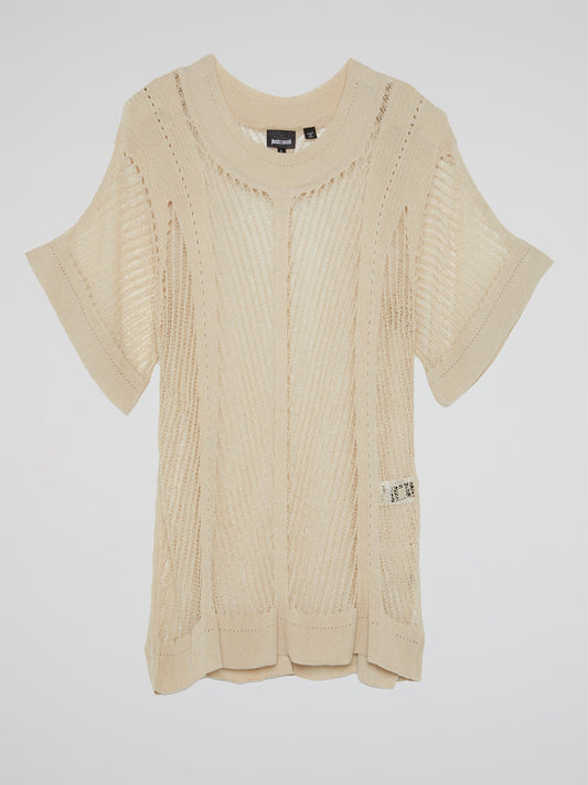 Beige Oversized Knit Top