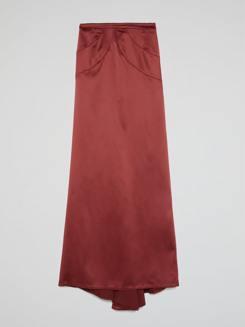 Burgundy Godet Maxi Skirt