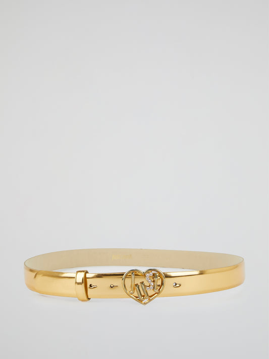 Silver Metallic Heart Buckle Belt