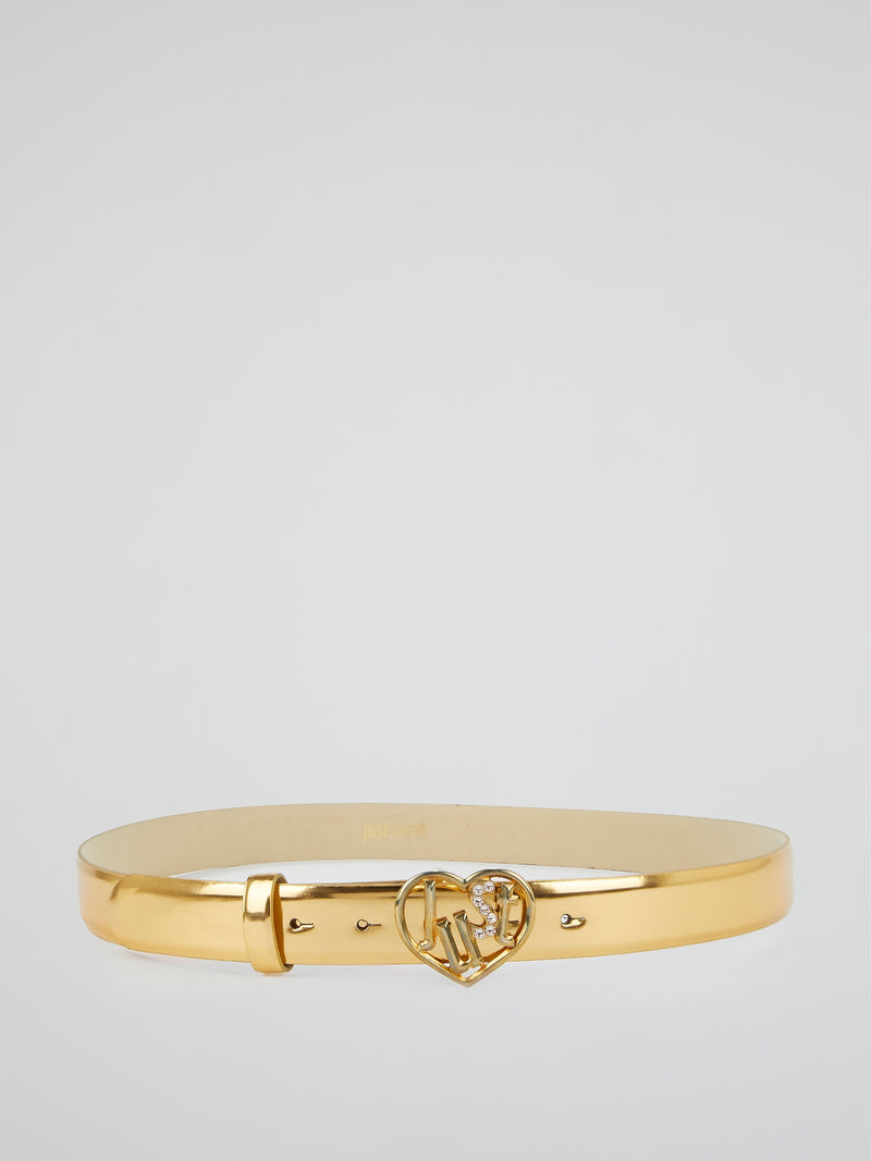 Silver Metallic Heart Buckle Belt