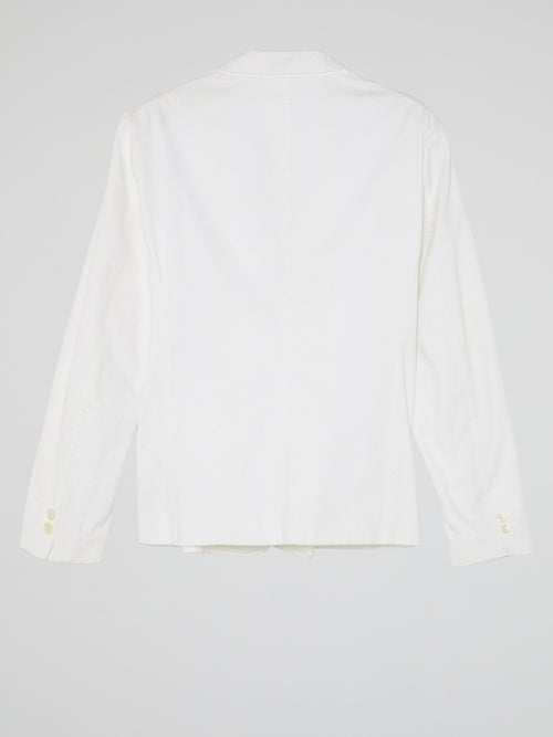 White Pocket-Detail Blazer