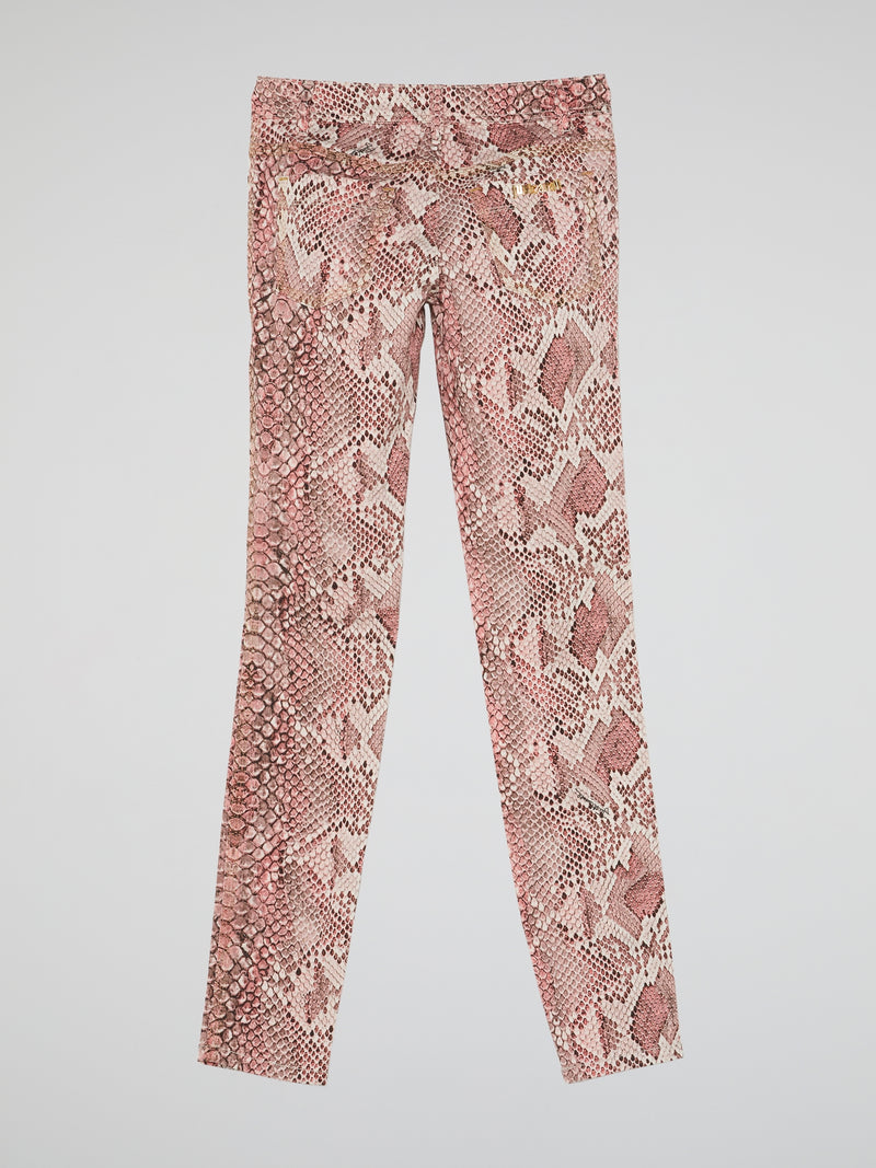 Pink Snake Print Jeans