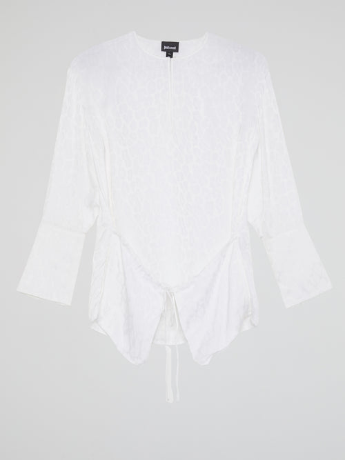 White Printed Long Sleeve Top