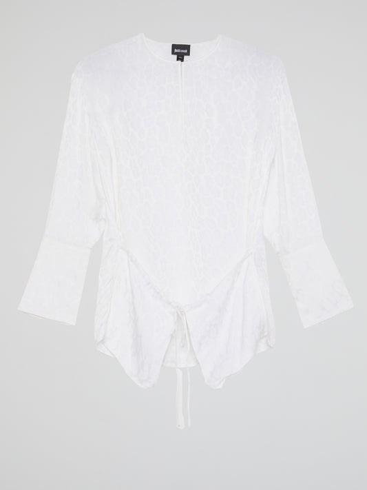 White Printed Long Sleeve Top