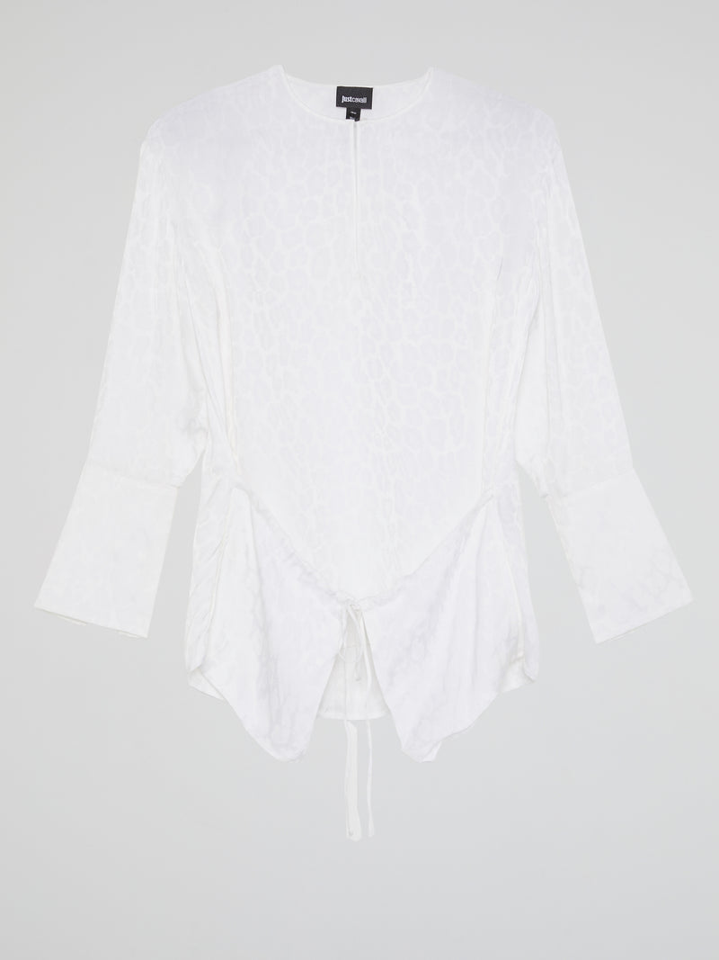 White Printed Long Sleeve Top