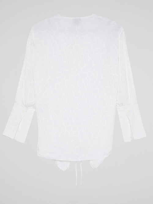 White Printed Long Sleeve Top