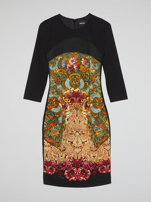 Printed Long Sleeve Bodycon Dress