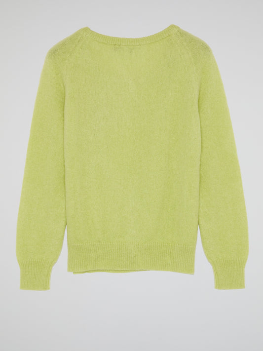 Green Embellished Knit Sweater