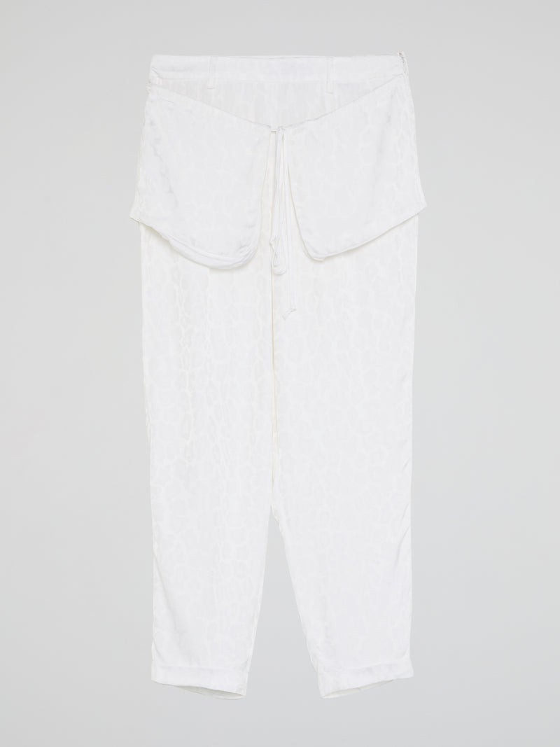 White Printed Flap Trousers