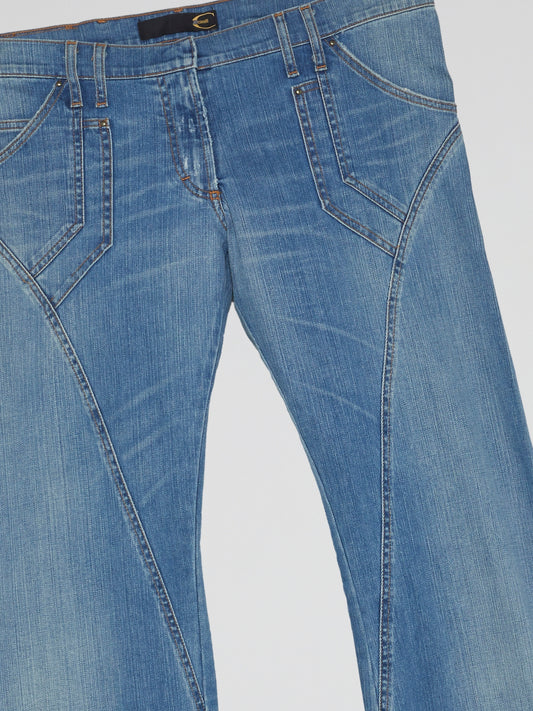 Blue Wide Leg Denim Jeans