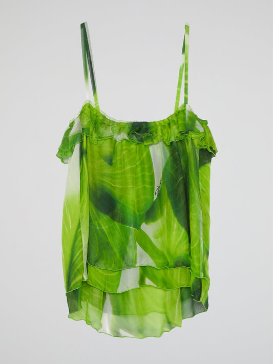 Green Layered Mesh Top